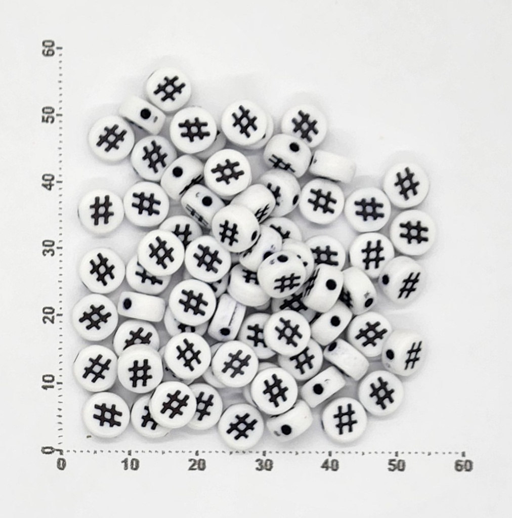 Hashtag # plano 7mm blanco c/negro
