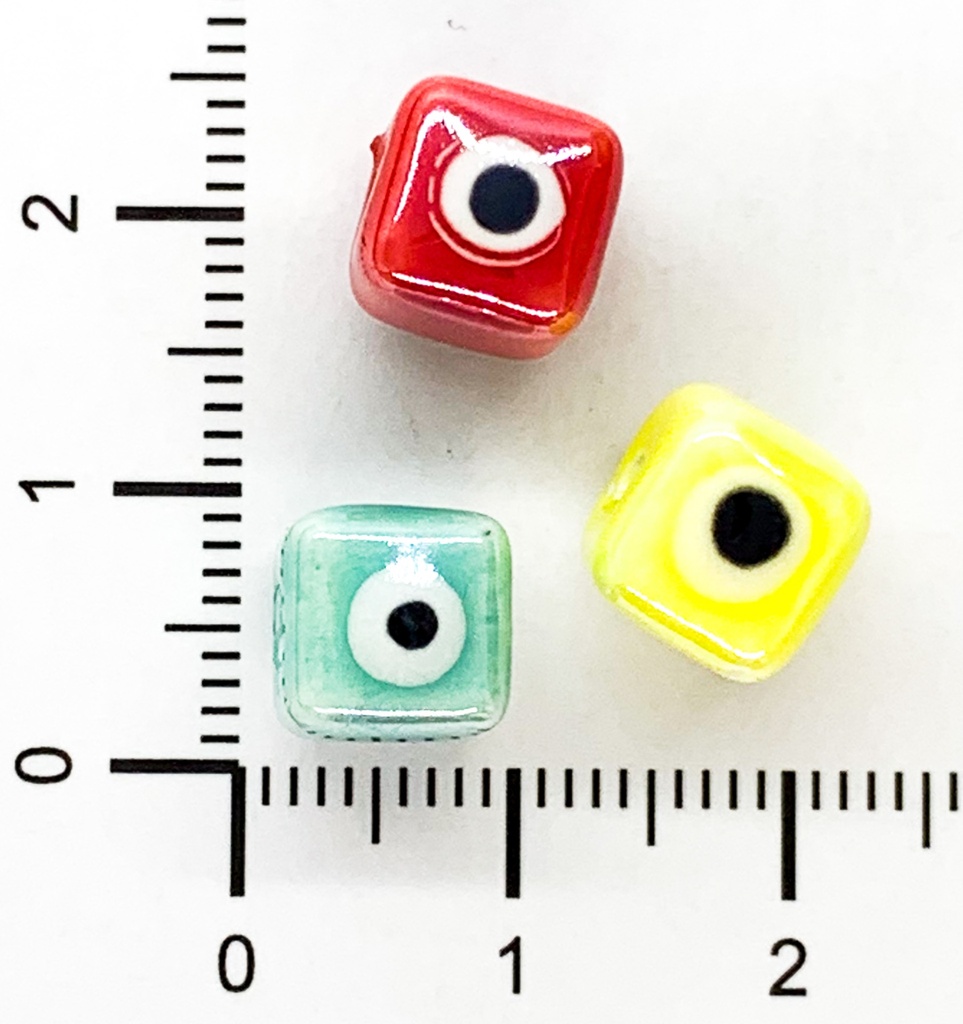 Ojos turcos cerámica cuadrados multicolor 8x8 x 5un.