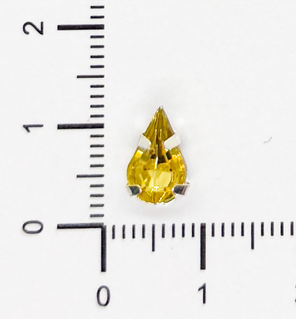 Gema engarzada gota amarillo opalino 6x10mm x 25un.