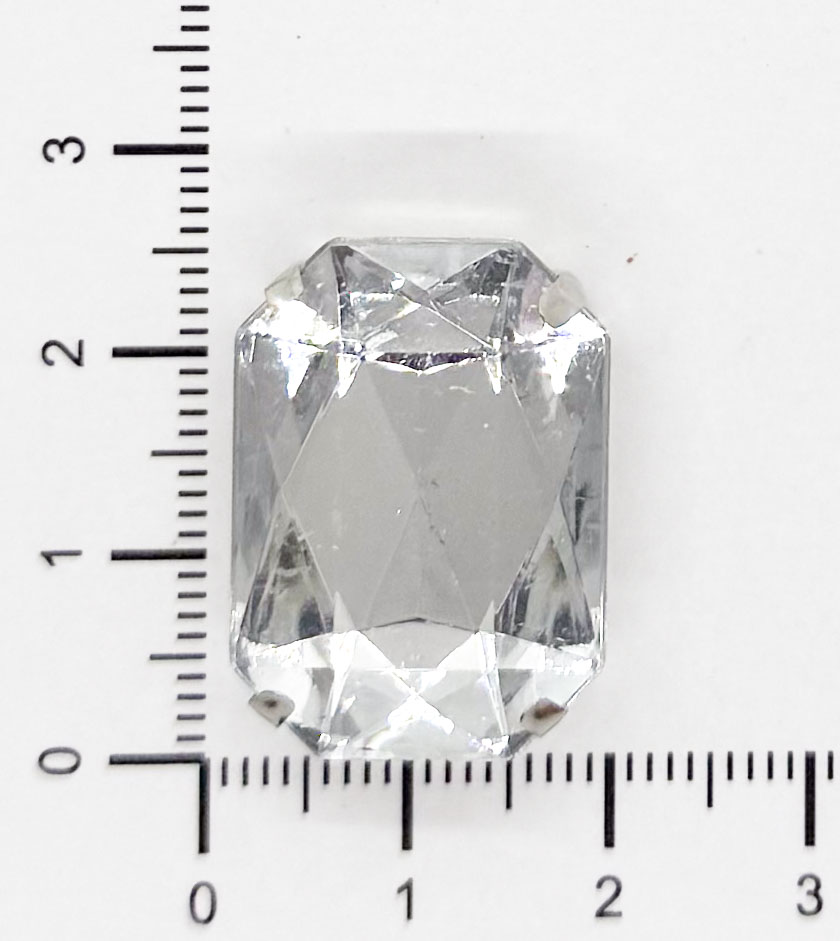 Gema engarzada plata rectangular 18x25 mm x 10 U