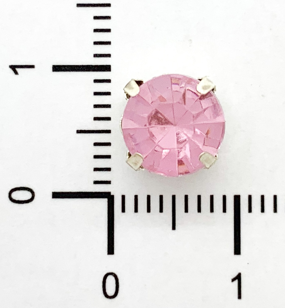 Gema engarzada redonda rosa brillosa 8mm x 25un.