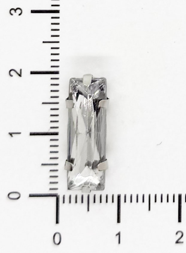 Gema engarzada plata rectangular 7x21 mm x 20 U