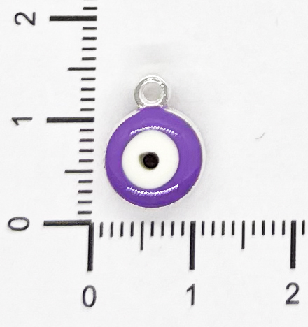 Dije ojo turco esmaltado lila 10mm x 2 un.