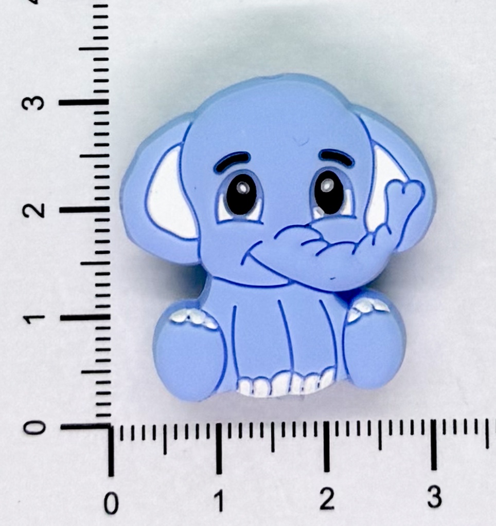 Dije silicona pasante No-Tox Elefante celeste x 1 un.