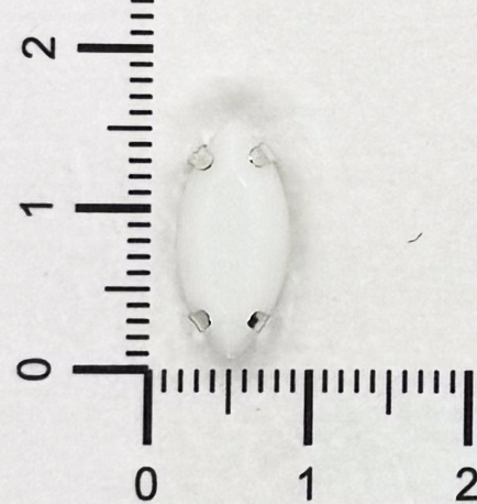 Gema engarzada navette blanco opaco 7x15mm x 10un.