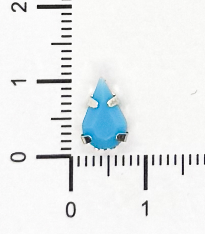 Gema engarzada gota celeste opaco 6x10mm x 10un.