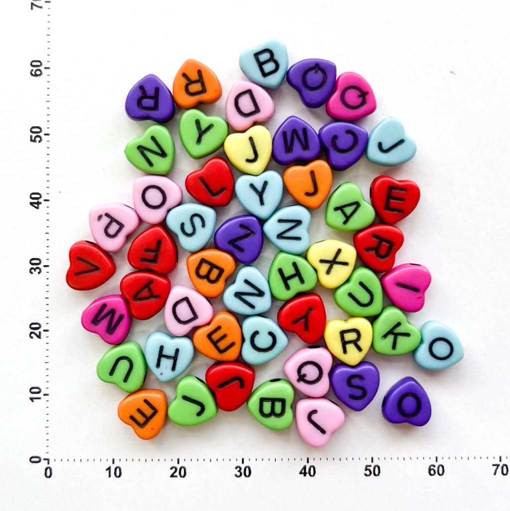 Plástico letras planas 7mm multicolor