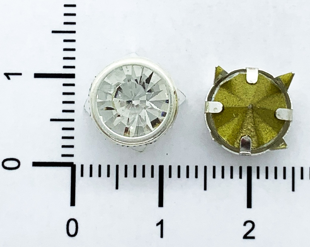 Tachas metálicas c/strass 10mm x 50 un.