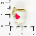 Dije metal gold taza corazón blanca x 1 un.