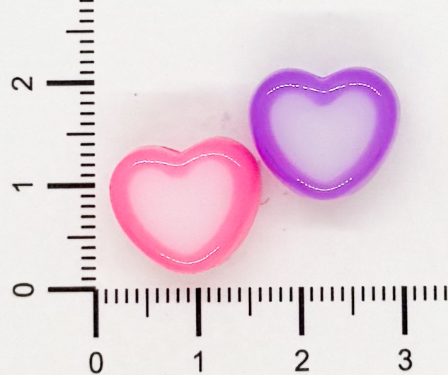 Acrílico translúcido bicolor corazón 13mm x 10 grs
