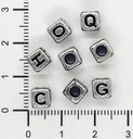 Plástico letras cubo 7x7mm plateado c/negro x 10grs