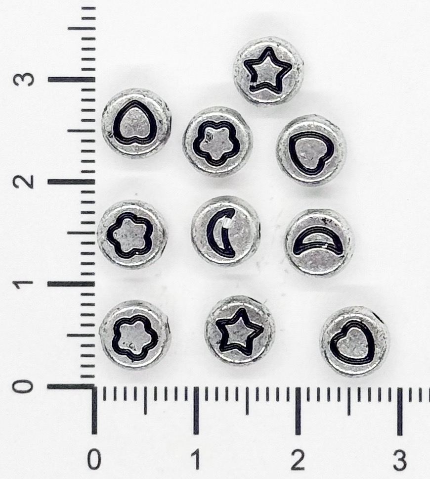Plástico figuras plano 7mm plateado x 10gr