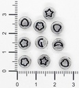 Plástico figuras plano 7mm plateado x 10gr