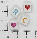 Plástico letras cuadradas planas 8x8mm blancas c/color x 10gr.