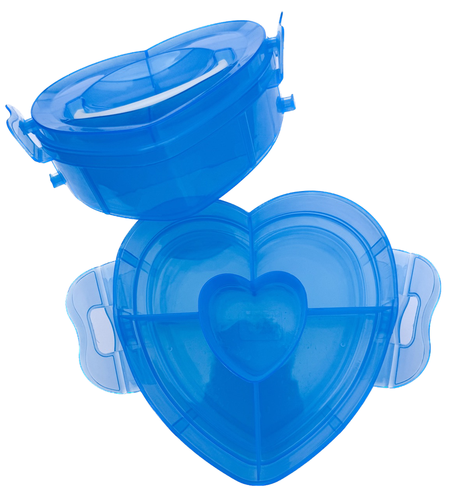 Cajita organizadora triple corazón celeste