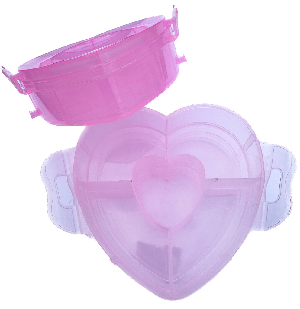 Cajita organizadora triple corazón rosa