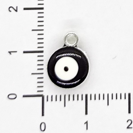 Dije ojo turco esmaltado negro 10mm x 2 un.