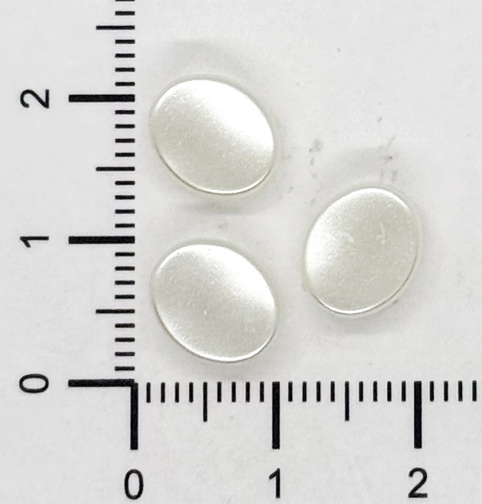 Perla de río plástica pastilla oval 10x8mm x 10gr.