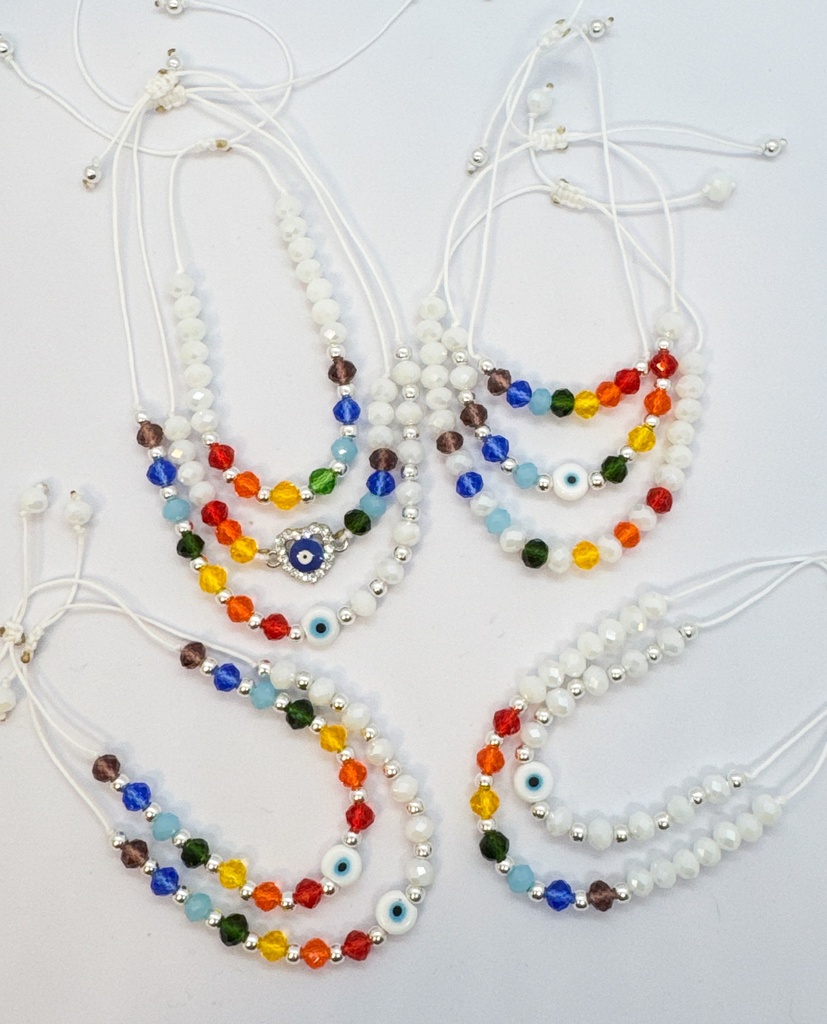 Set Pulseras 7 chakras 6mm blanco