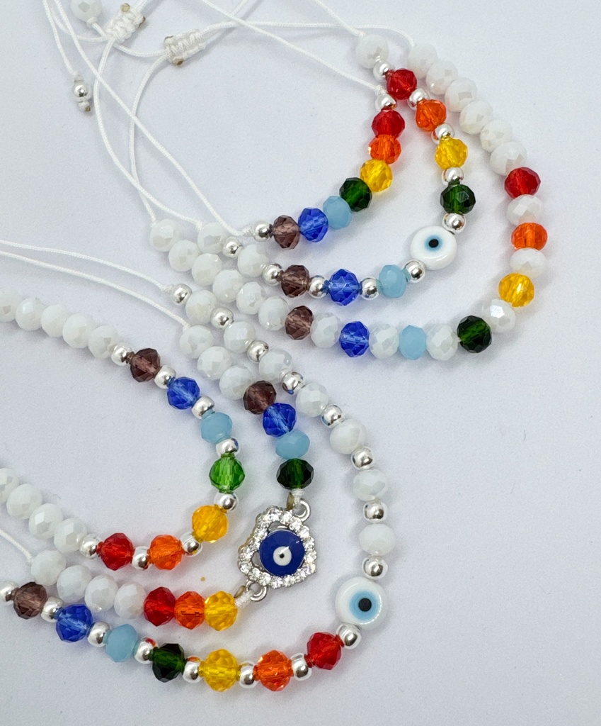 Set Pulseras 7 chakras 6mm blanco