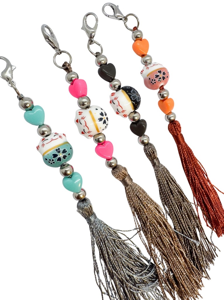 Set Llavero Gatito c/fleco multicolor