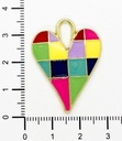 Dije esmaltado corazón cuadrillé color x 1un