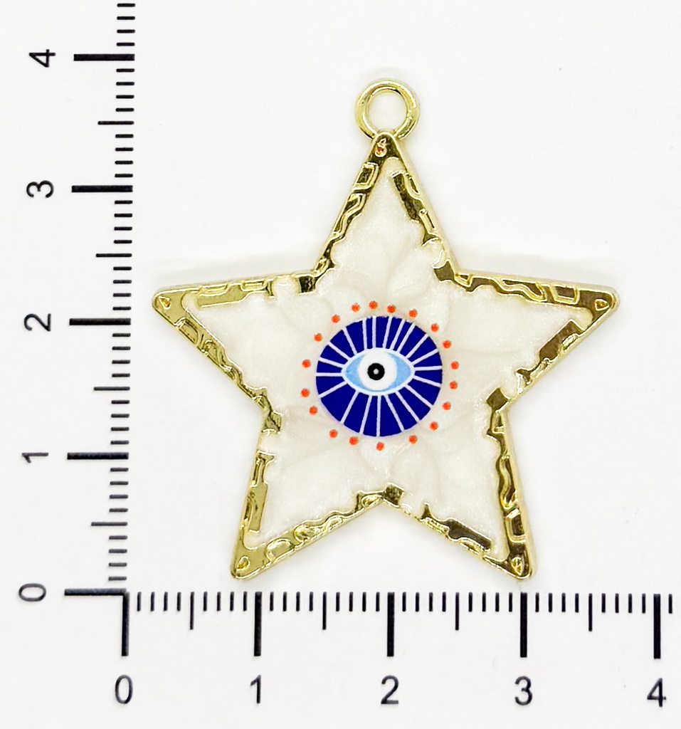 Dije esmaltado estrella nacarada ojo x 1un 