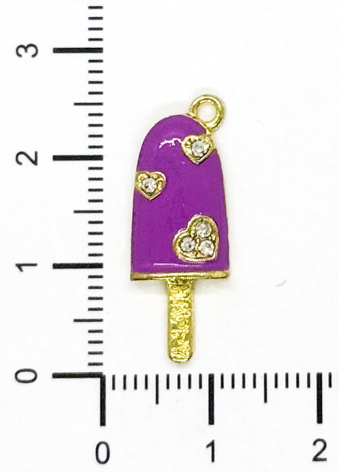 Dije helado strass metal gold lila x 1 un.