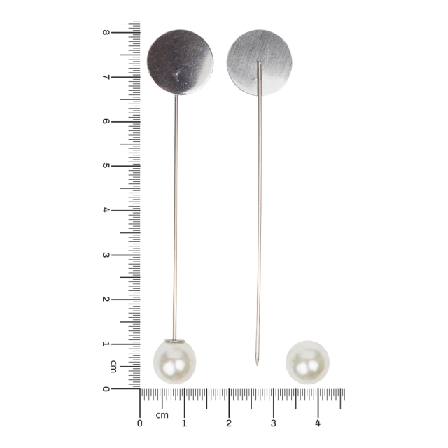 Pin solapero prendedor c/perla 76+12mm niquel x 5un. 