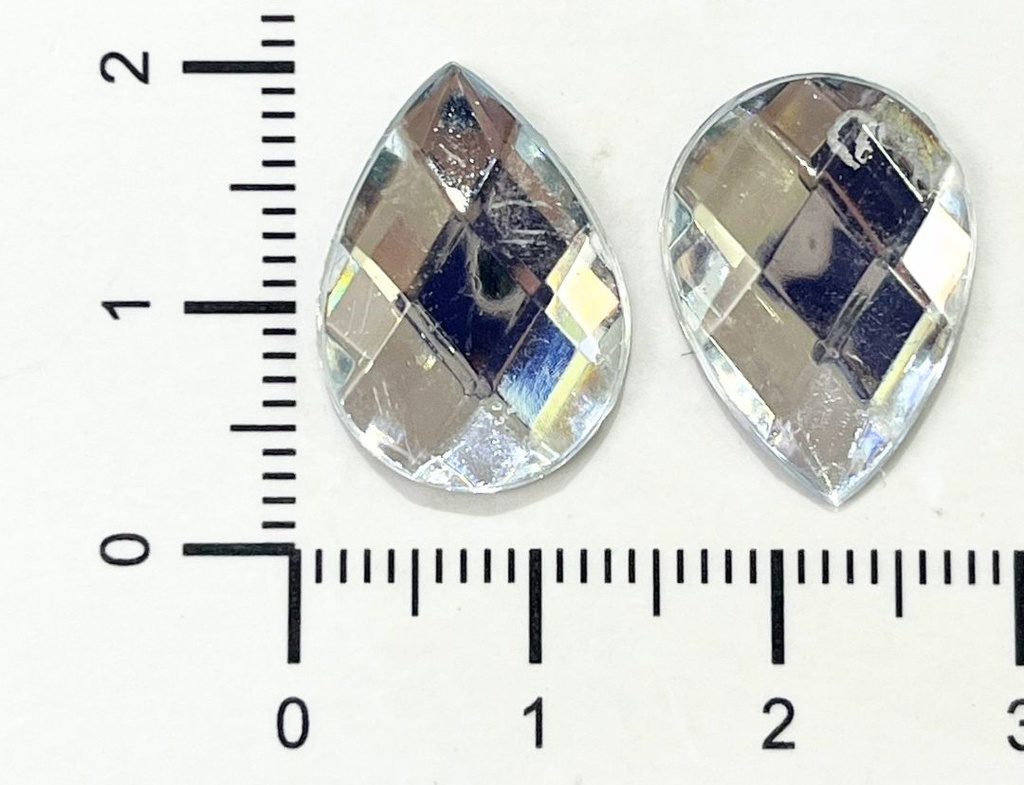 Gemas termopegables plateadas gota 13x18mm x 10un  