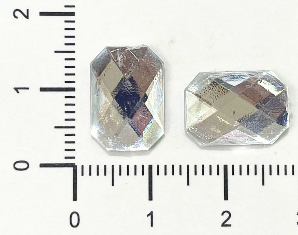 Gemas termopegables plateadas rectangular 10x14mm x 10un 