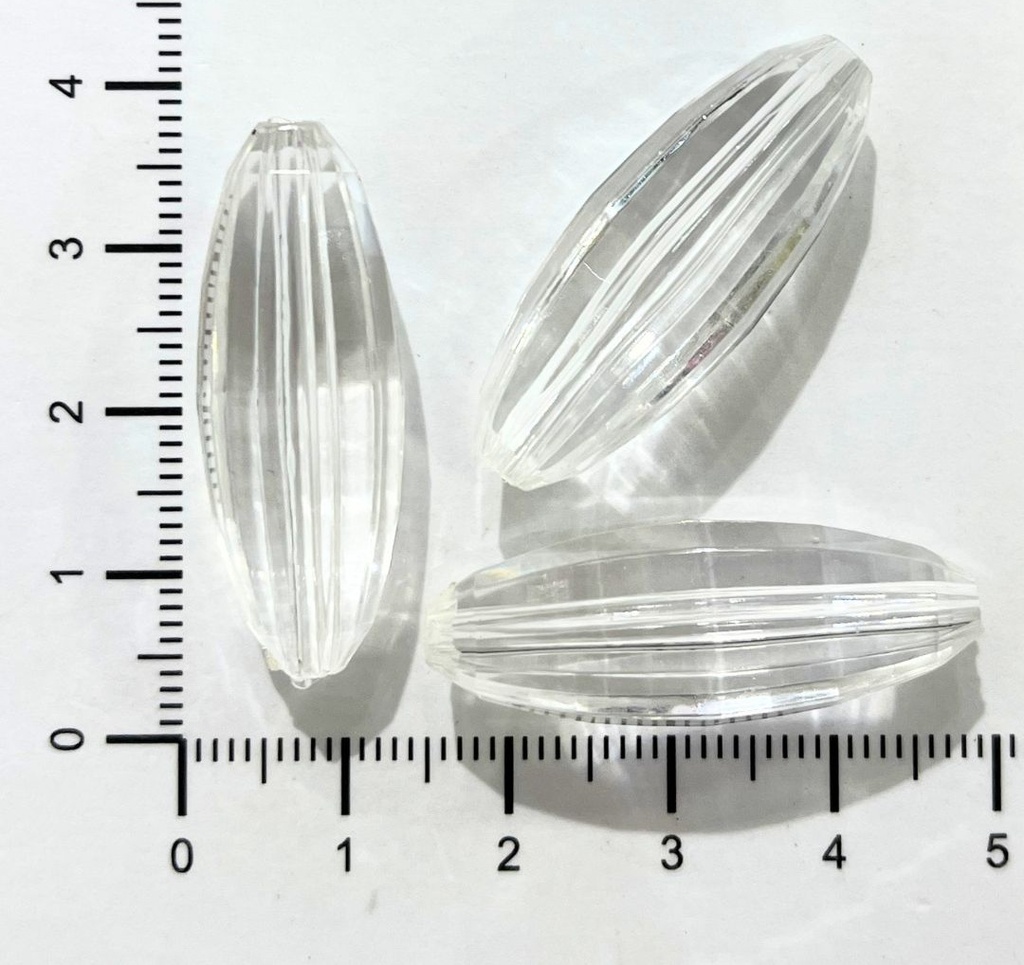 Cairel acrílico transp. semilla pasante 35x13mm x 20gr