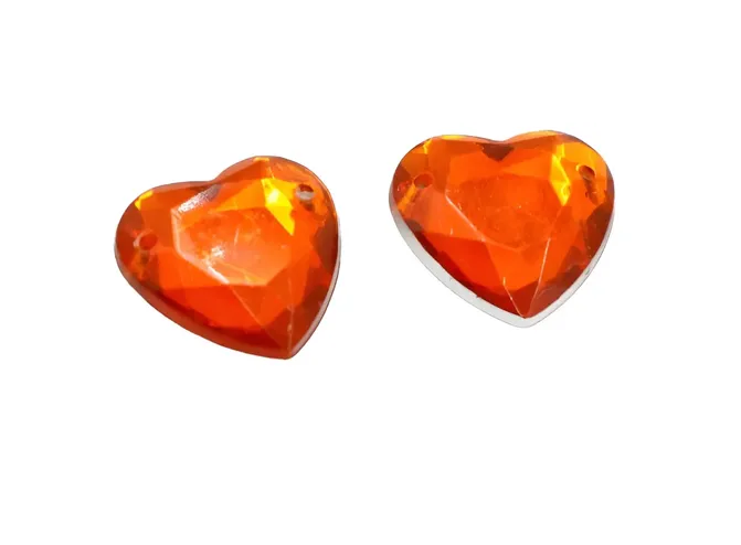 Gema acrílica corazón 14x14mm naranja x 25 un.
