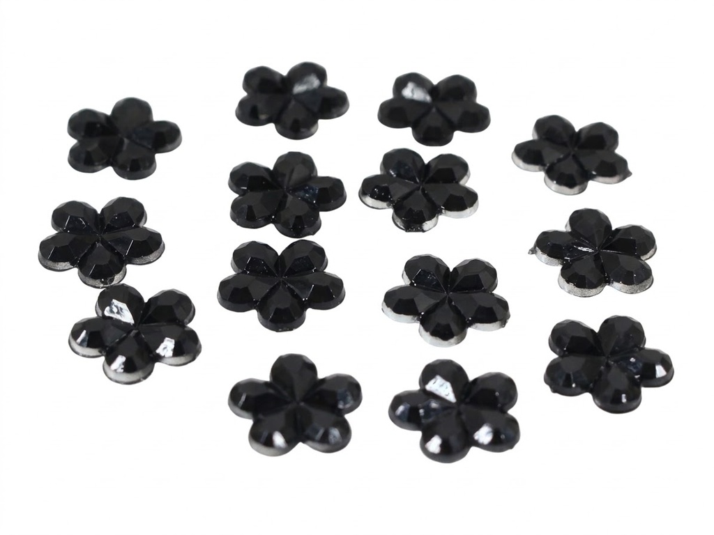 Gema acrílica flor Mod1 Nro16 15x15mm negro x 50 un.