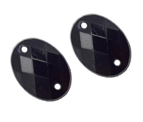 Gema acrílica oval 13x18mm negro x 25 un.