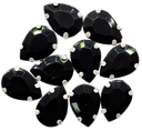 Gema engarzada gota negro 10x14mm x 10un.