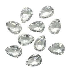 Gema engarzada plata gota brillo 10x14mm x 10un.