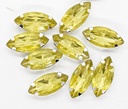 Gema engarzada navette dorado brillo 7x15mm x 10un.