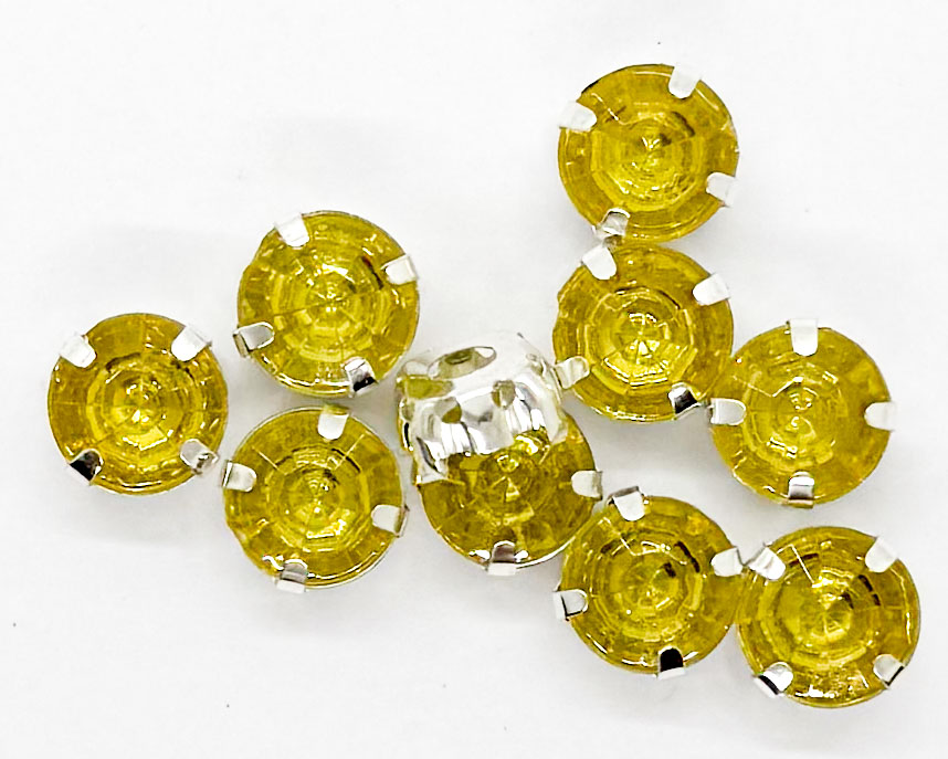 Gema engarzada redonda dorado brillo 8mm x 10un.