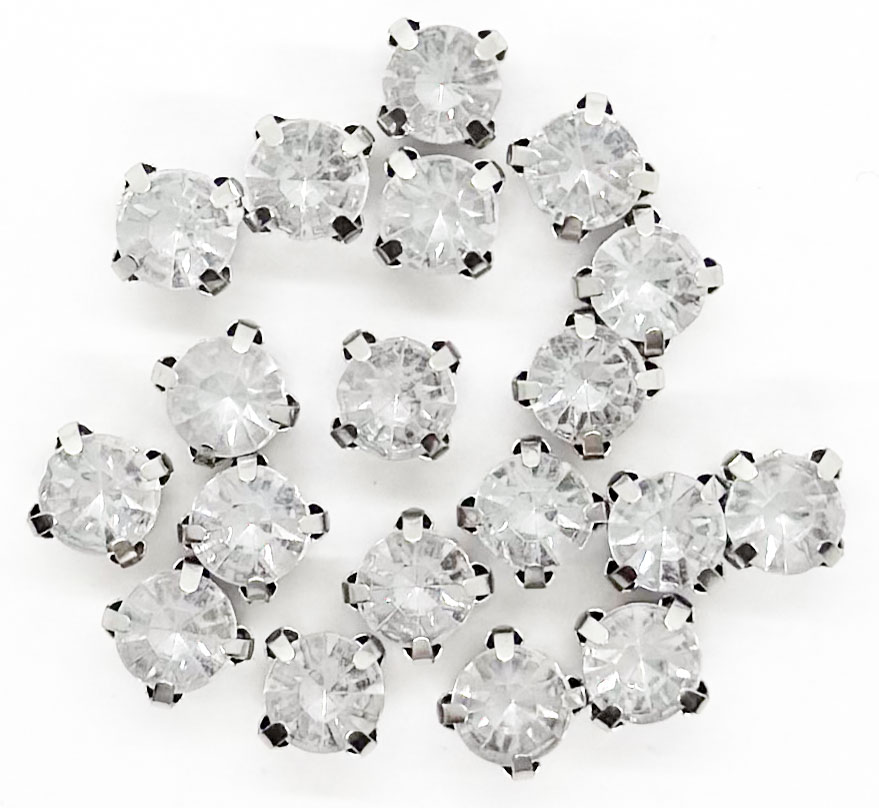 Gema engarzada plata redonda 6 mm x 100un.