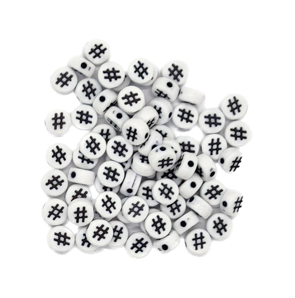 Hashtag # plano 7mm blanco c/negro x 10gr.