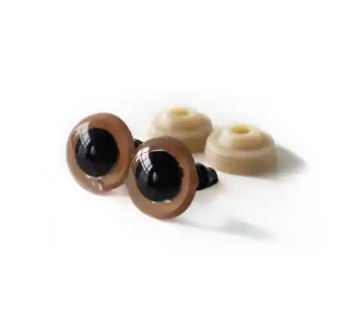 Ojos plásticos marrón con tarugo y seguridad 10mm x 10 U #3
