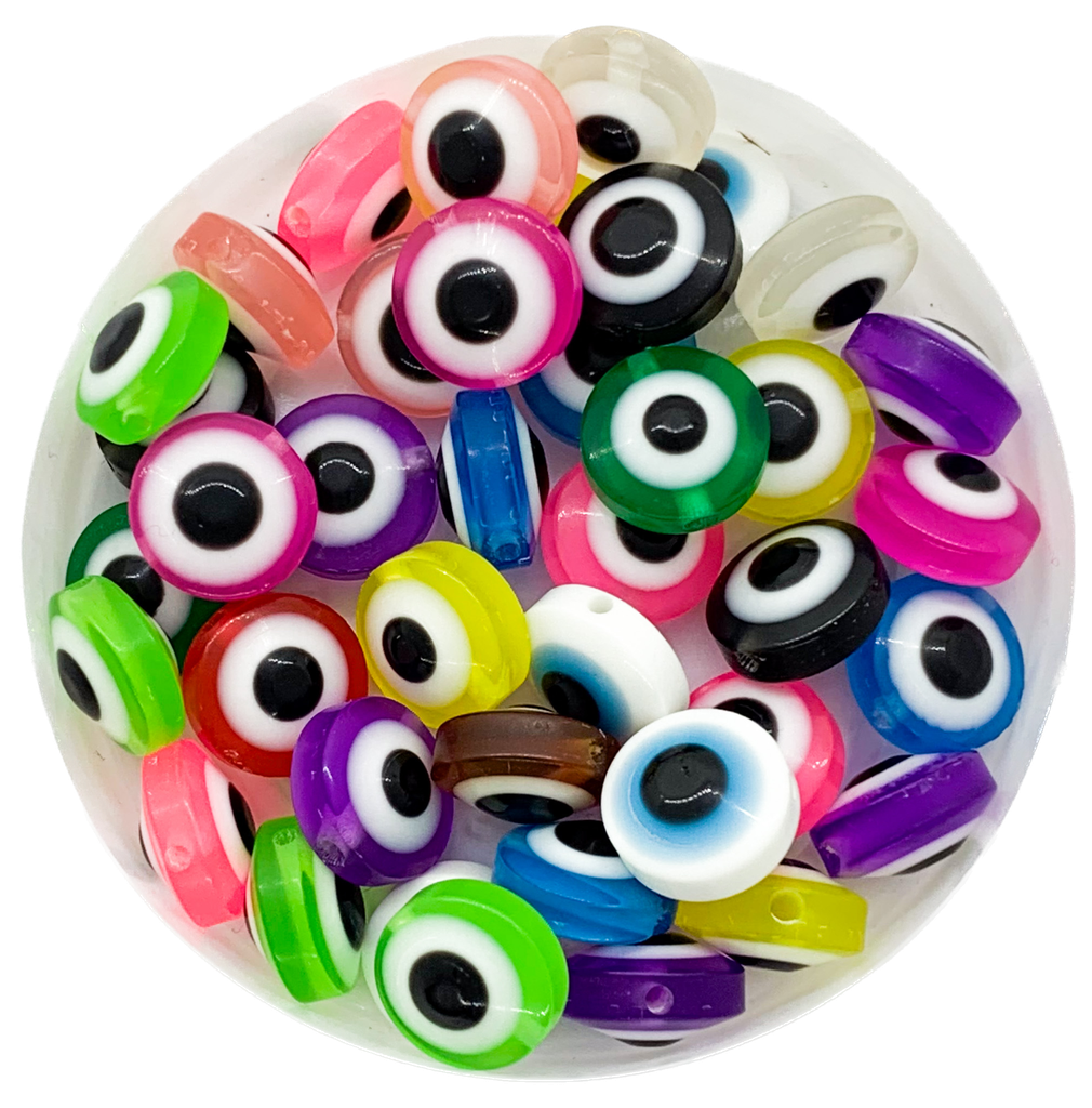 Ojos turcos chatos mix color 8mm x 20un.