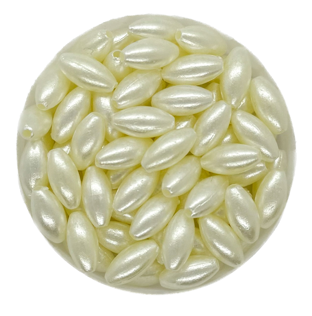 Perla de río plástica arroz 8x4mm x 10gr.