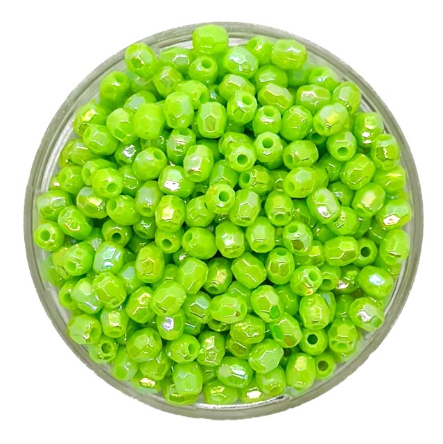 Perla opaca AB hex. verde mza 4mm x 10gr.