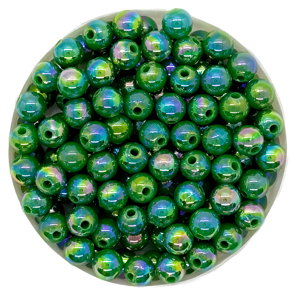 Perla plást. verde oscuro opaco tornasol 6 mm