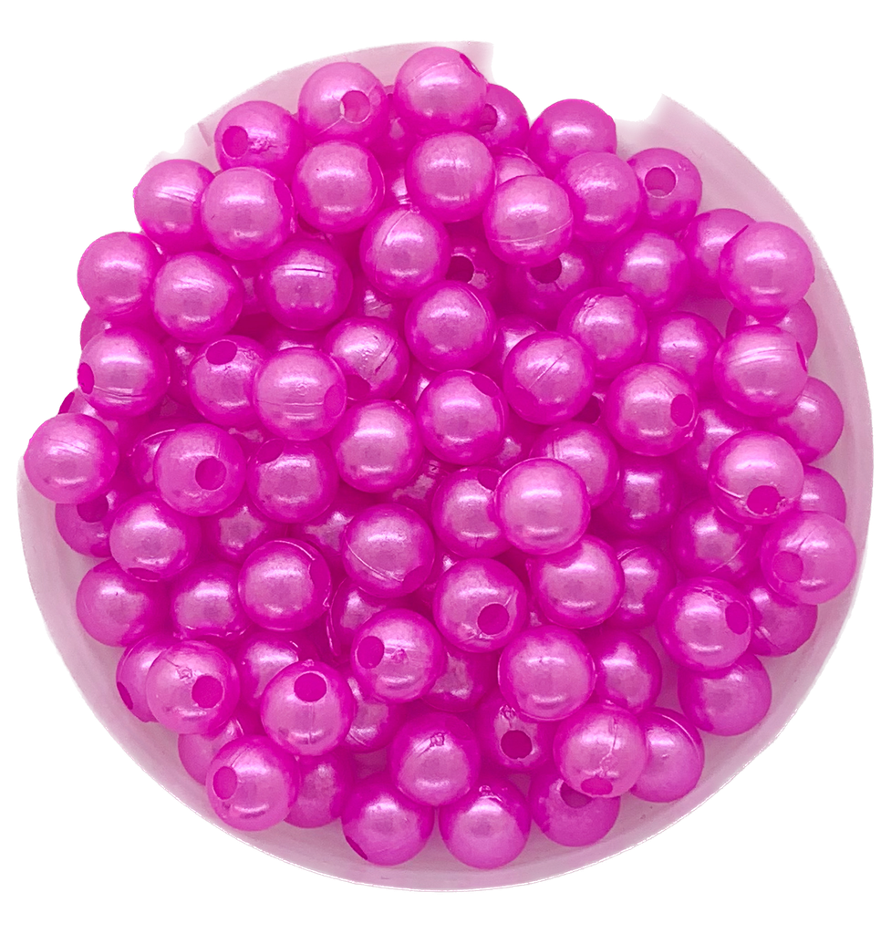 Perla plástica perlada fucsia 6mm x 10g