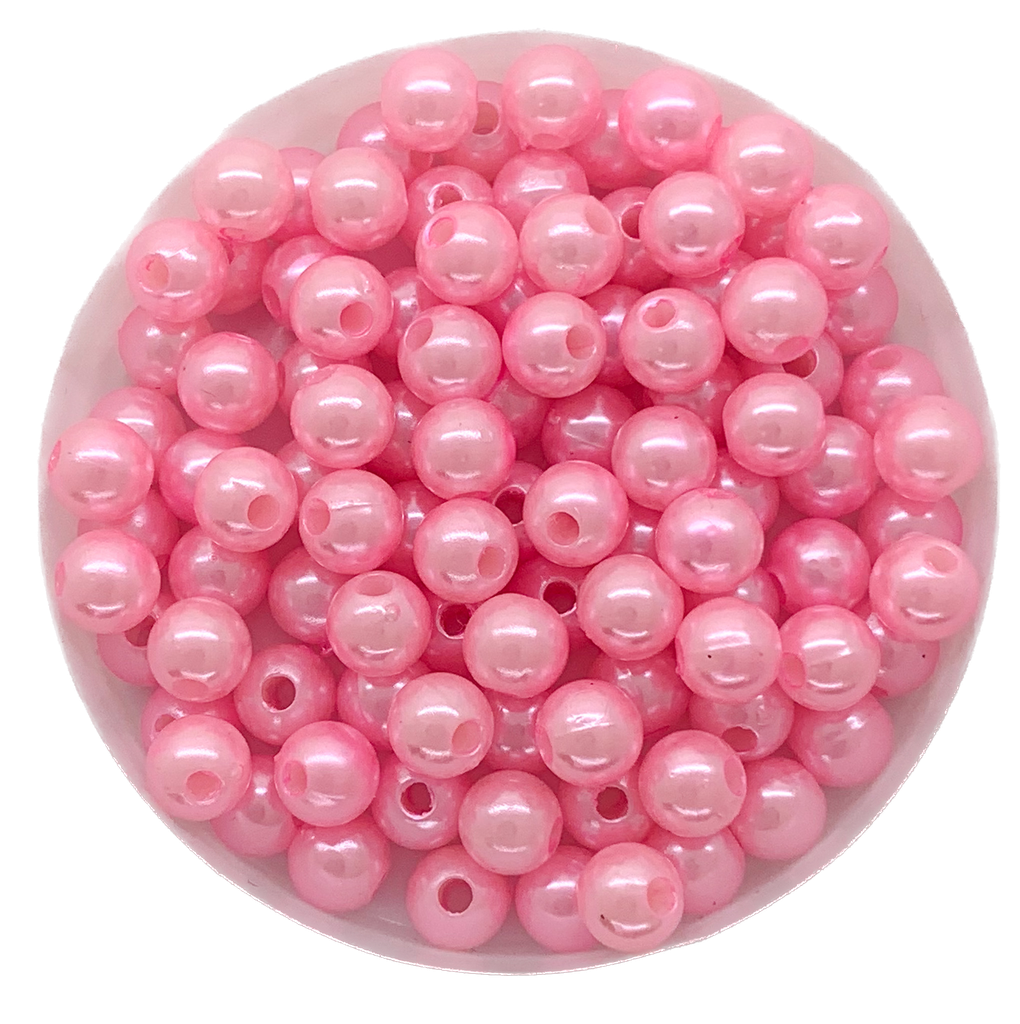 Perla plástica perlada rosa 6mm x 10g