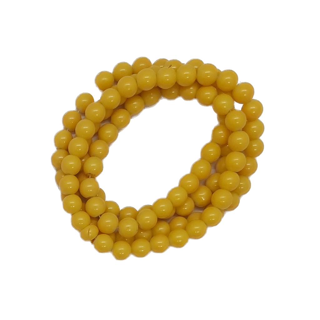 Perla vidrio esmaltada 8mm mostaza