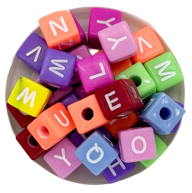 Plástico letras cubo 10x10 color c/blanco x 15gr.